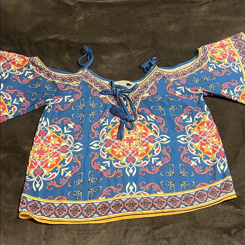 Flying Tomato Vibrant Blue and Pink Blouse